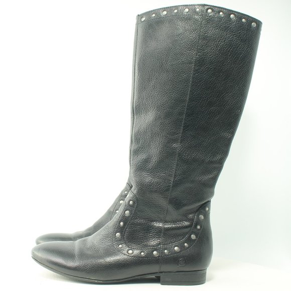Born Lizzie Black Silver Studs Knee High Leather Boots Size Women's US6 EU36.5 - Picture 6 of 16